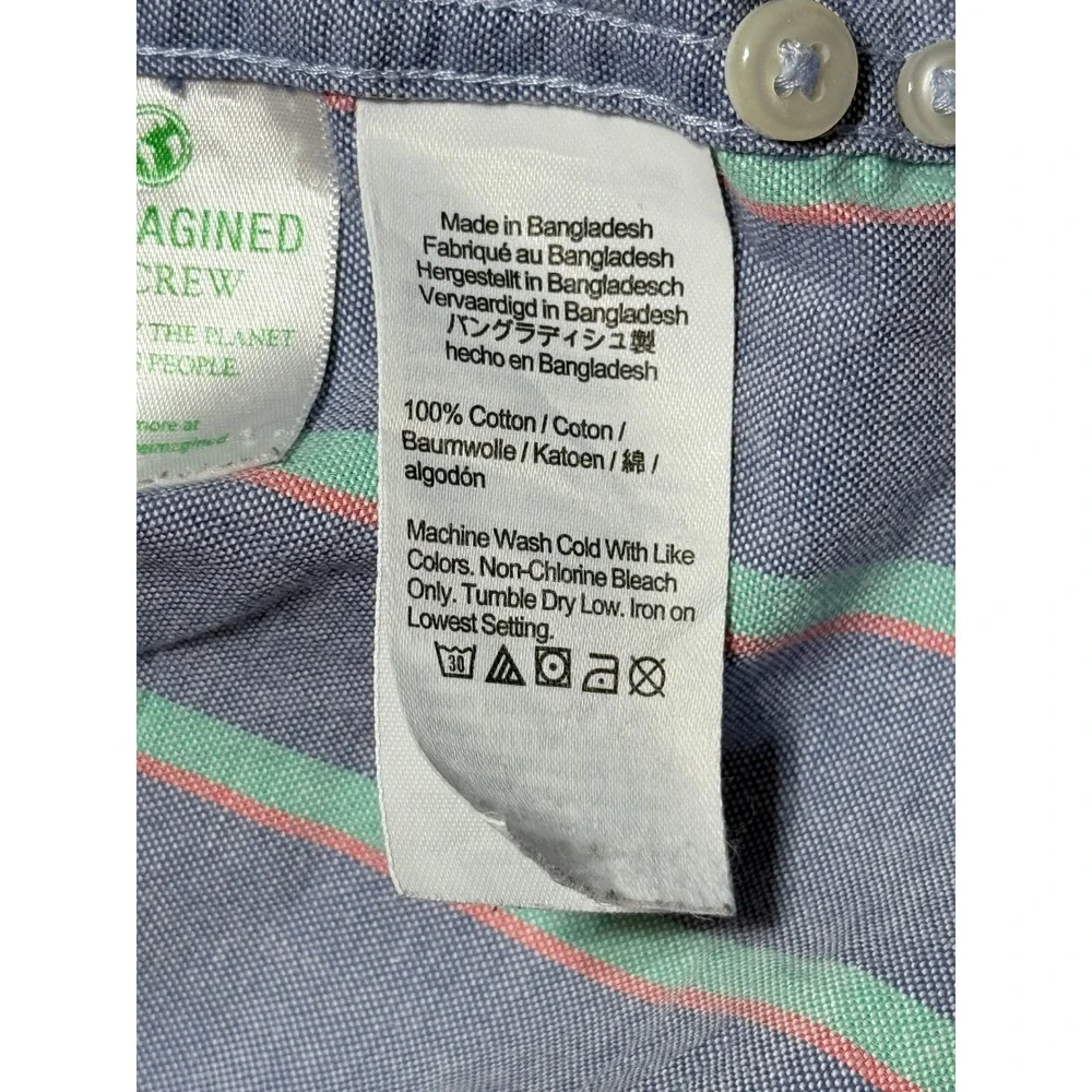 J.Crew Button Down Shirt Mens XL Blue Excellent Broken-In Oxford Striped Classic